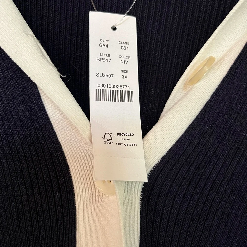 J. Crew Navy Ribbed Polo Dress with White Trim NWT 3x